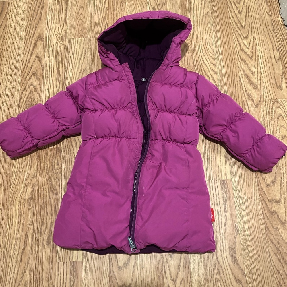 Onekid reversible purple and pink girls down puffer coat 5/6